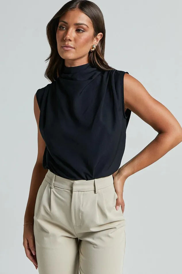 Arianae Top 8211 High Neck Top In Black Women Showpo Tops