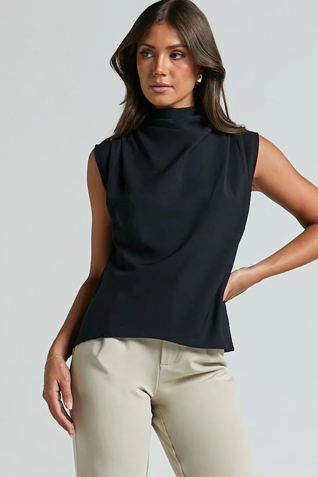 Arianae Top 8211 High Neck Top In Black Women Showpo Tops