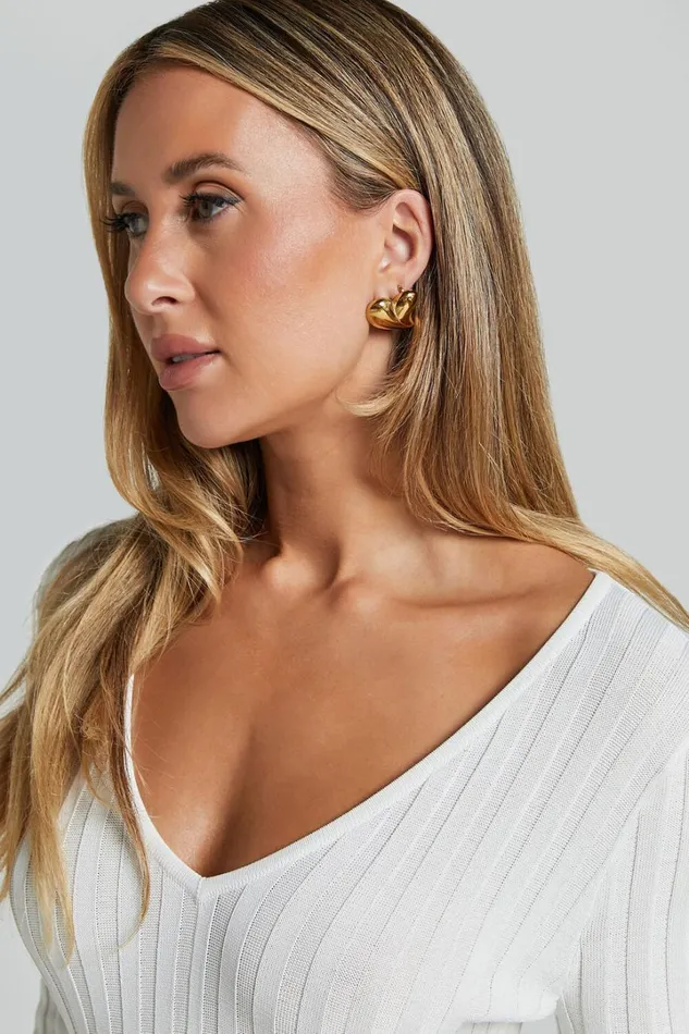 Athena Earrings 8211 Raised Heart Shape Earrings In Gold Women Showpo Earrings