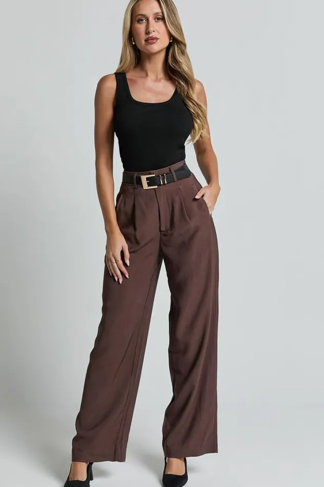 Augustus Pants 8211 High Waisted Wide Leg Tailored Pants In Dark Oak Women Showpo Pants Augustus Pants 8211 High Waisted Wide Leg Tailored Pants In Dark Oak Women Showpo Pants