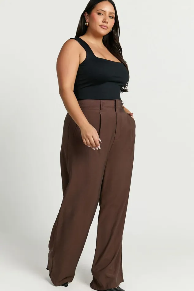 Augustus Pants 8211 High Waisted Wide Leg Tailored Pants In Dark Oak Women Showpo Pants