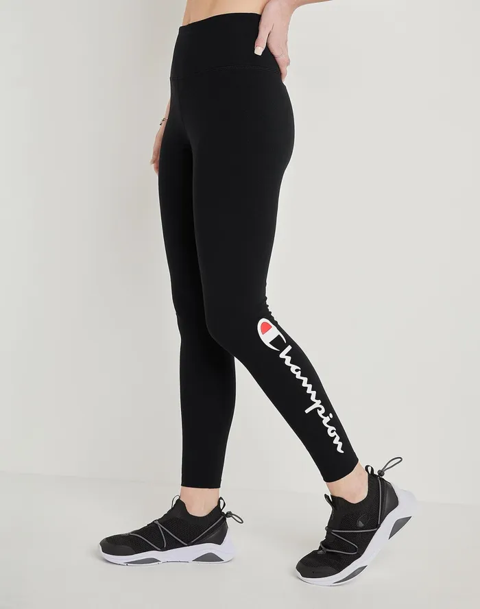 Authentic 78 Tights Script Logo 25034 Black Women Champion Leggings