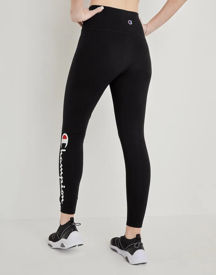 Authentic 78 Tights Script Logo 25034 Black Women Champion Leggings