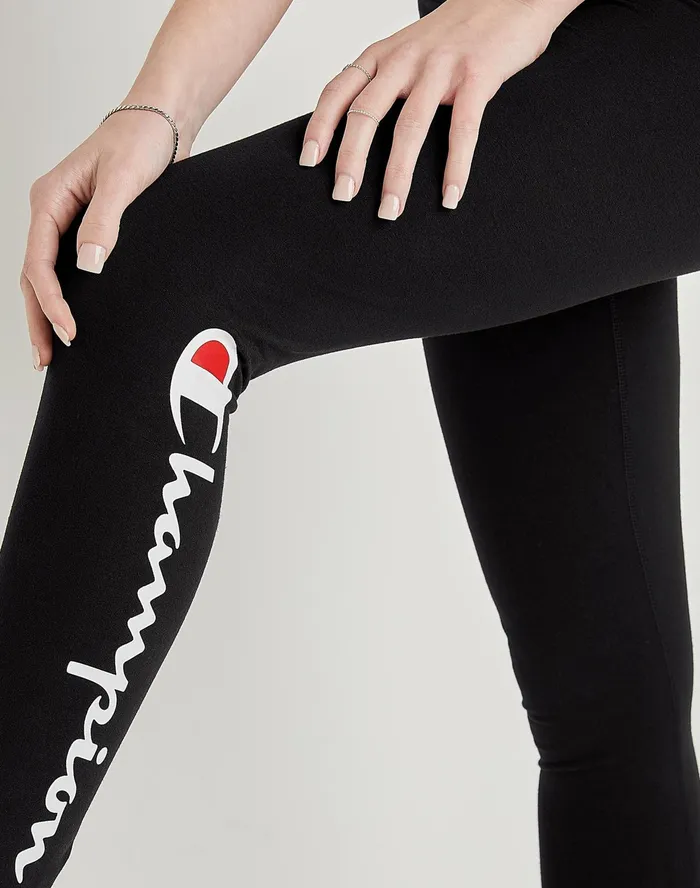 Authentic 78 Tights Script Logo 25034 Black Women Champion Leggings
