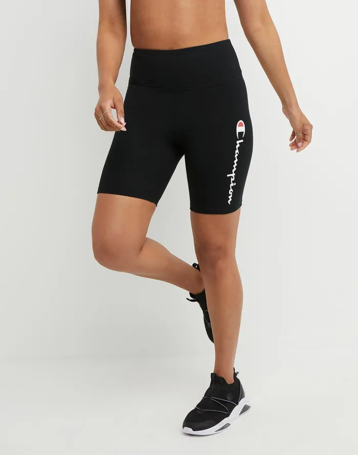 Authentic Bike Shorts Script Logo 7034 Black Women Champion Shorts