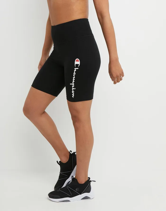 Authentic Bike Shorts Script Logo 7034 Black Women Champion Shorts
