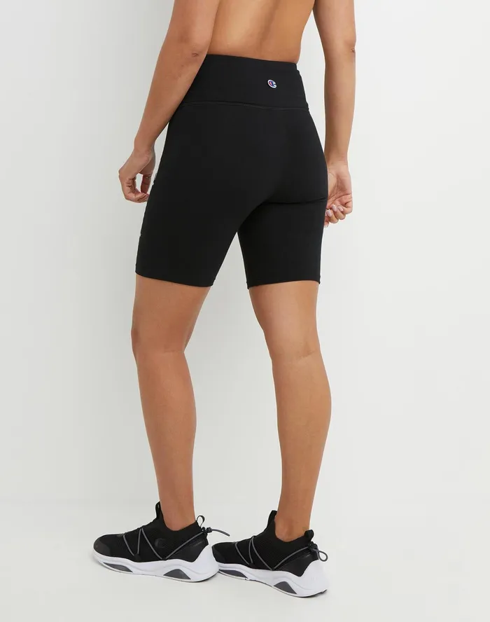 Authentic Bike Shorts Script Logo 7034 Black Women Champion Shorts