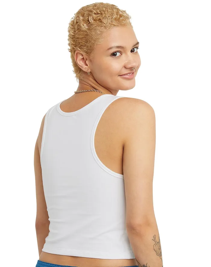 Authentic Crop Top Script Logo White Women Champion TShirts and Tops