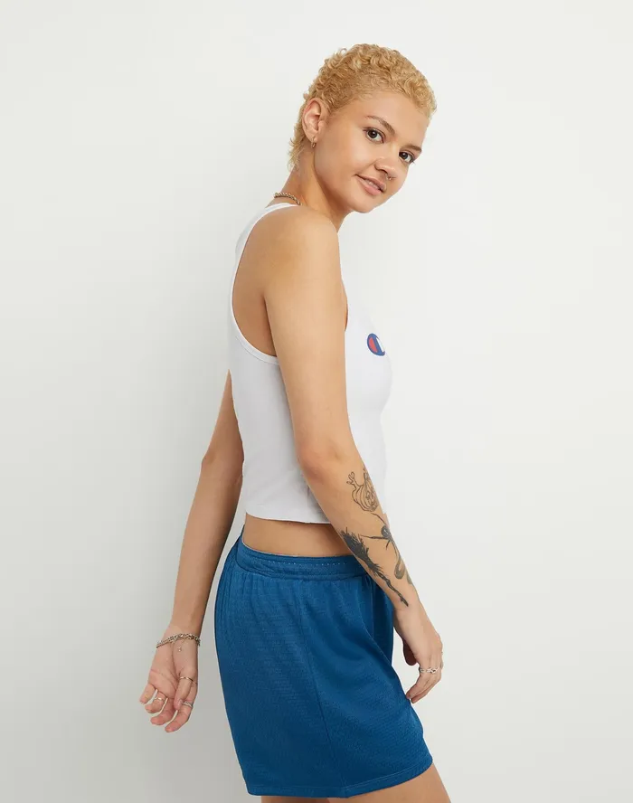 Authentic Crop Top Script Logo White Women Champion TShirts and Tops