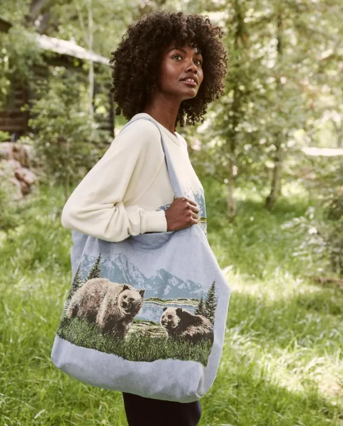 Bags Women039s The Great The Tote Light Indigo With Bear Graphic