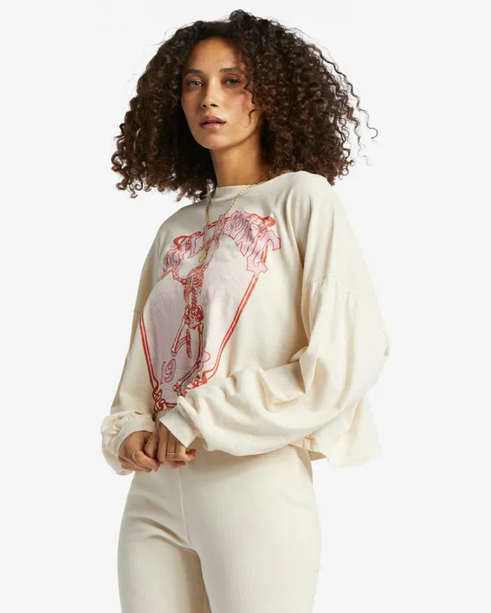 Beach Boyfriend Long Sleeve Crop Top White Cap Women Billabong Tops