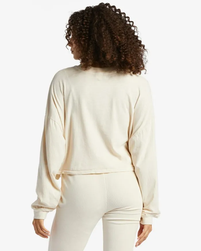 Beach Boyfriend Long Sleeve Crop Top White Cap Women Billabong Tops