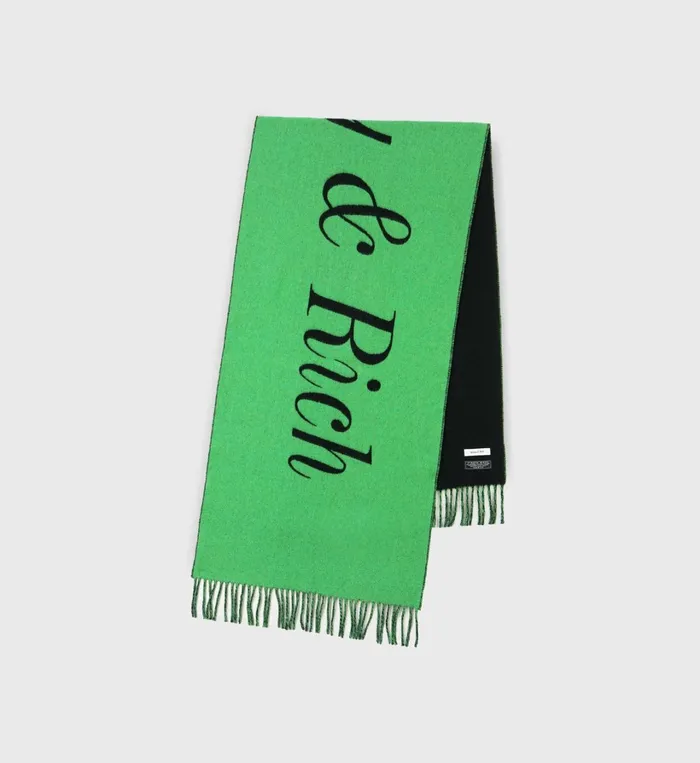 Beanies and Scarves Women Sporty and Rich Classic Logo Scarf 8211 BlackKelly Green