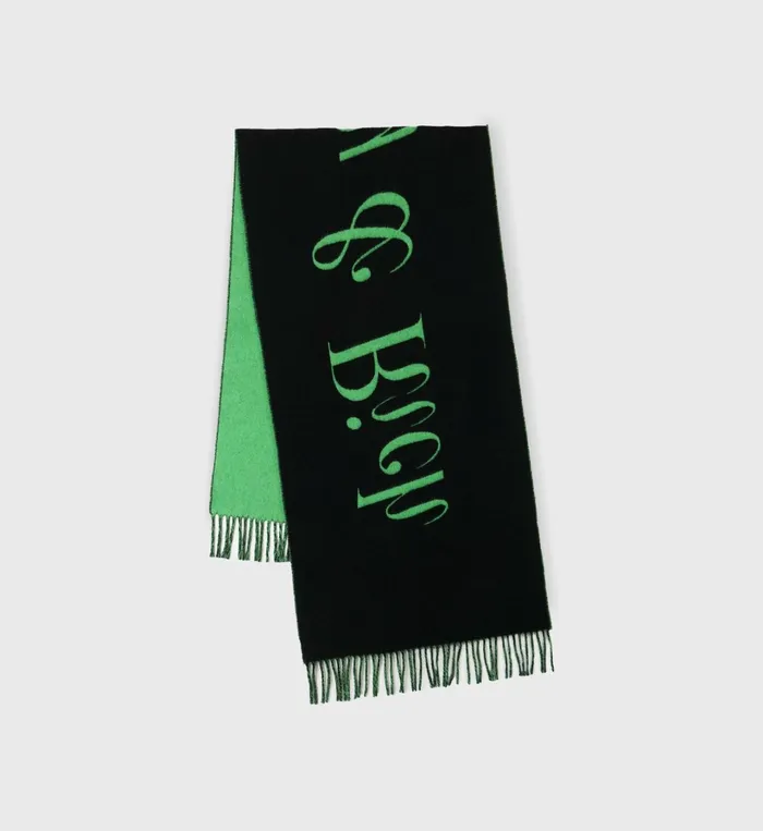 Beanies and Scarves Women Sporty and Rich Classic Logo Scarf 8211 BlackKelly Green