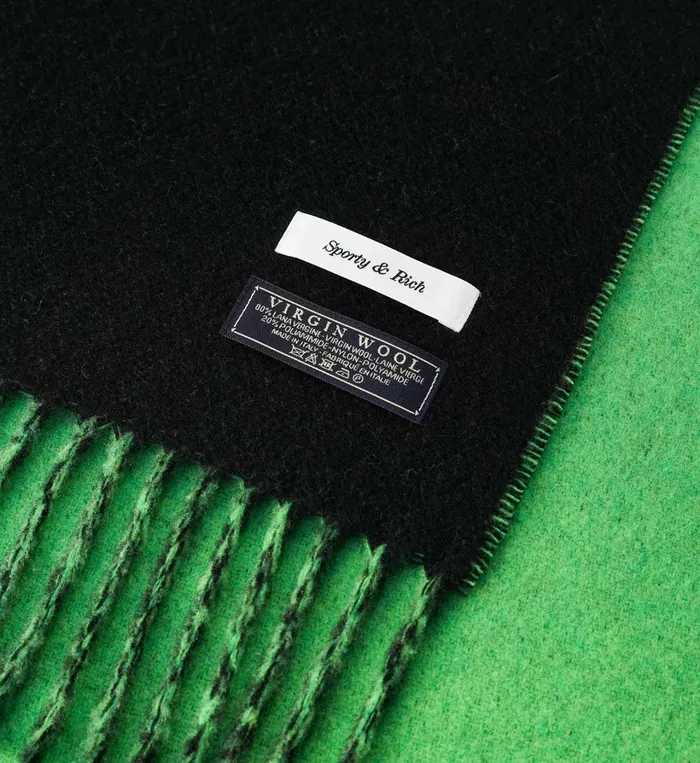 Beanies and Scarves Women Sporty and Rich Classic Logo Scarf 8211 BlackKelly Green