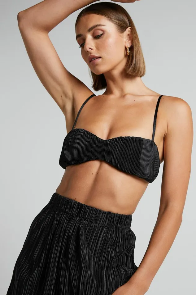 Beca Bralette 8211 Plisse Sweetheart Bralette In Black Women Showpo Curve Clothes