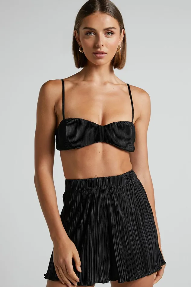Beca Bralette 8211 Plisse Sweetheart Bralette In Black Women Showpo Curve Clothes