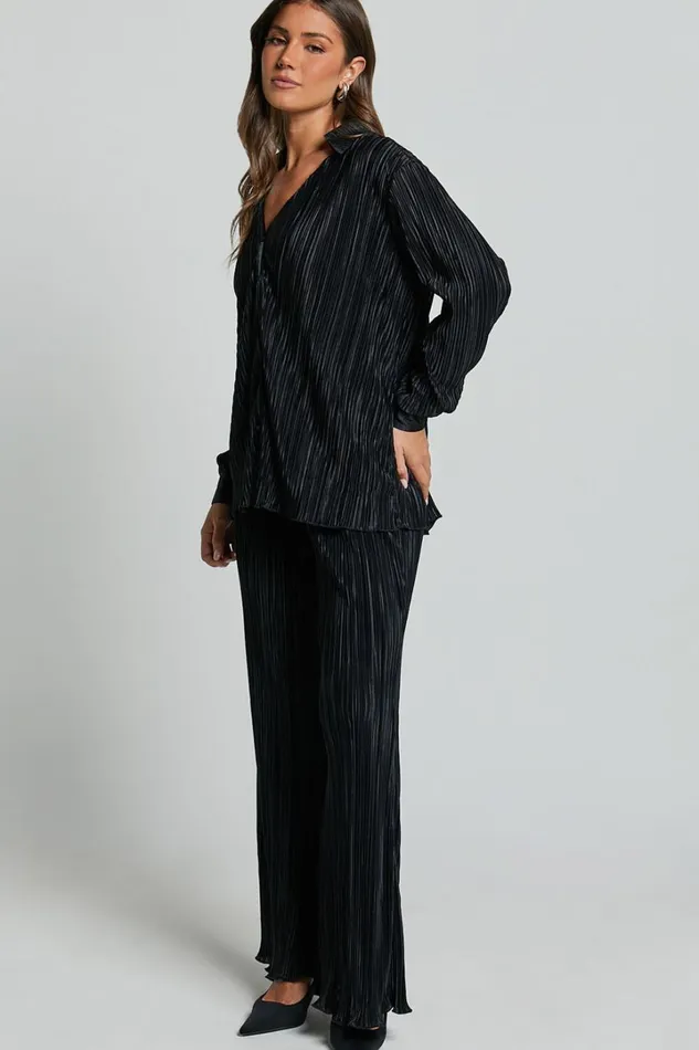 Beca Pants 8211 High Waisted Plisse Flared Pants In Black Women Showpo Pants
