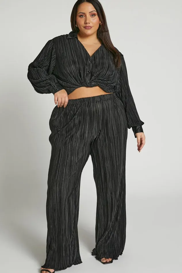 Beca Pants 8211 High Waisted Plisse Flared Pants In Black Women Showpo Pants