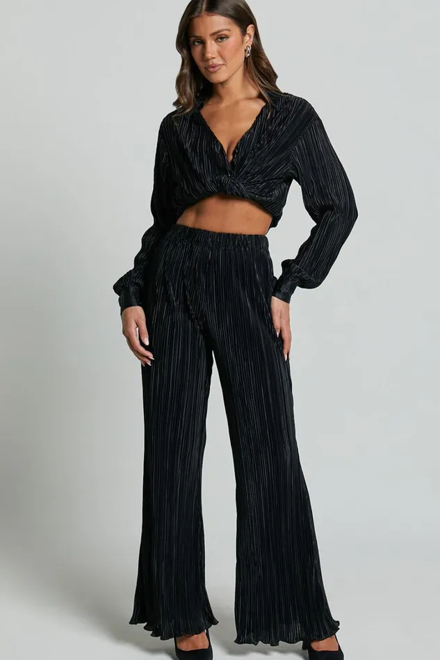 Beca Pants 8211 High Waisted Plisse Flared Pants In Black Women Showpo Pants