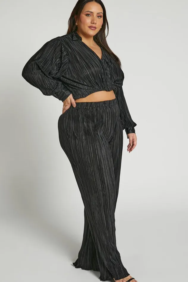 Beca Pants 8211 High Waisted Plisse Flared Pants In Black Women Showpo Pants