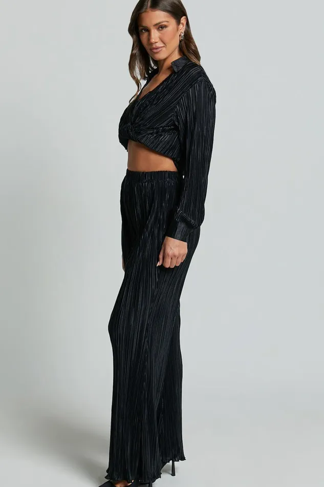 Beca Pants 8211 High Waisted Plisse Flared Pants In Black Women Showpo Pants