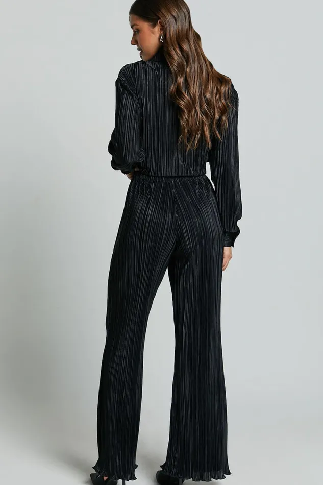 Beca Pants 8211 High Waisted Plisse Flared Pants In Black Women Showpo Pants