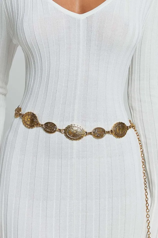 Bellerose Belt 8211 Gold Circle Detail Chain Belt In Gold Women Showpo Belts