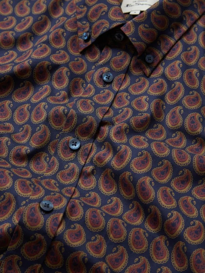 Ben Sherman Archive Print Shirts Men Slim Fit Paisley Print LongSleeve Shirt