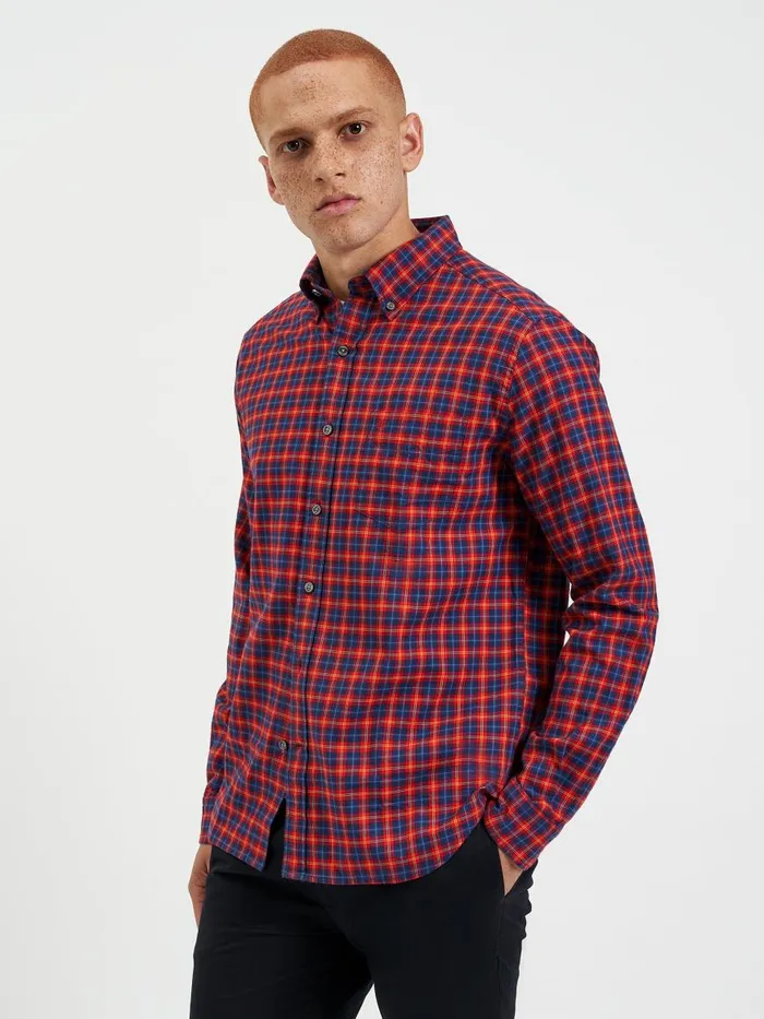 Ben Sherman Heritage Check Shirts Men House Tartan Twill Shirt 8211 Red
