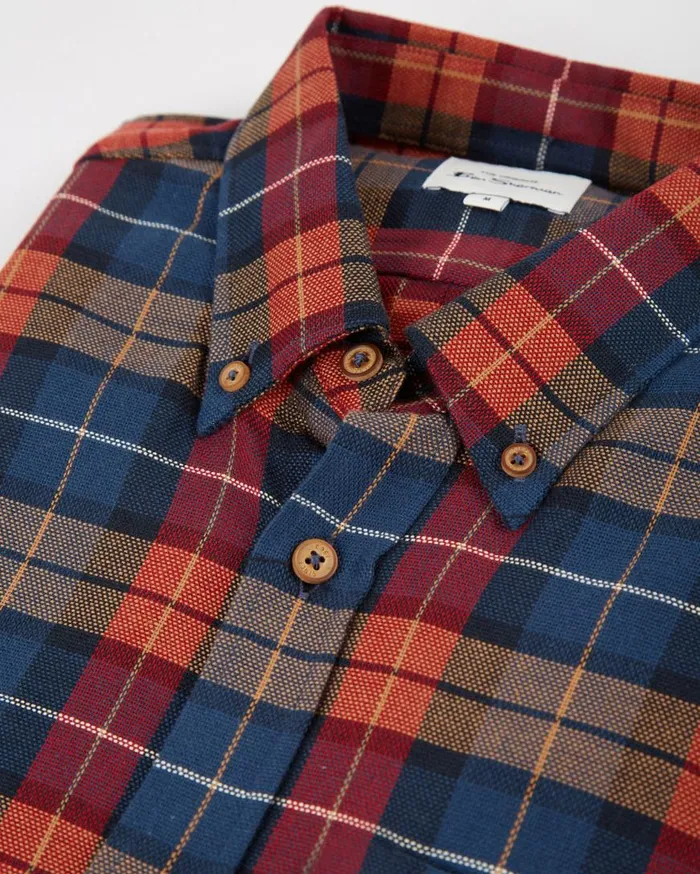 Ben Sherman Heritage Check Shirts Men LongSleeve Striped Check Shirt 8211 Camel