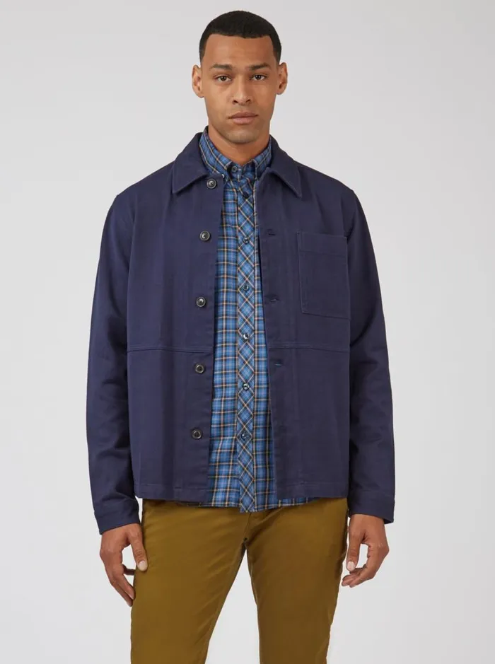 Ben Sherman Jackets and Outerwear Men Casual Twill Workwear Jacket 8211 Marine