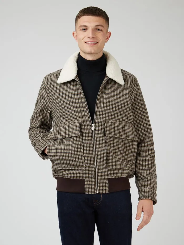 Ben Sherman Jackets and Outerwear Men Heritage Check Wool Blend Jacket