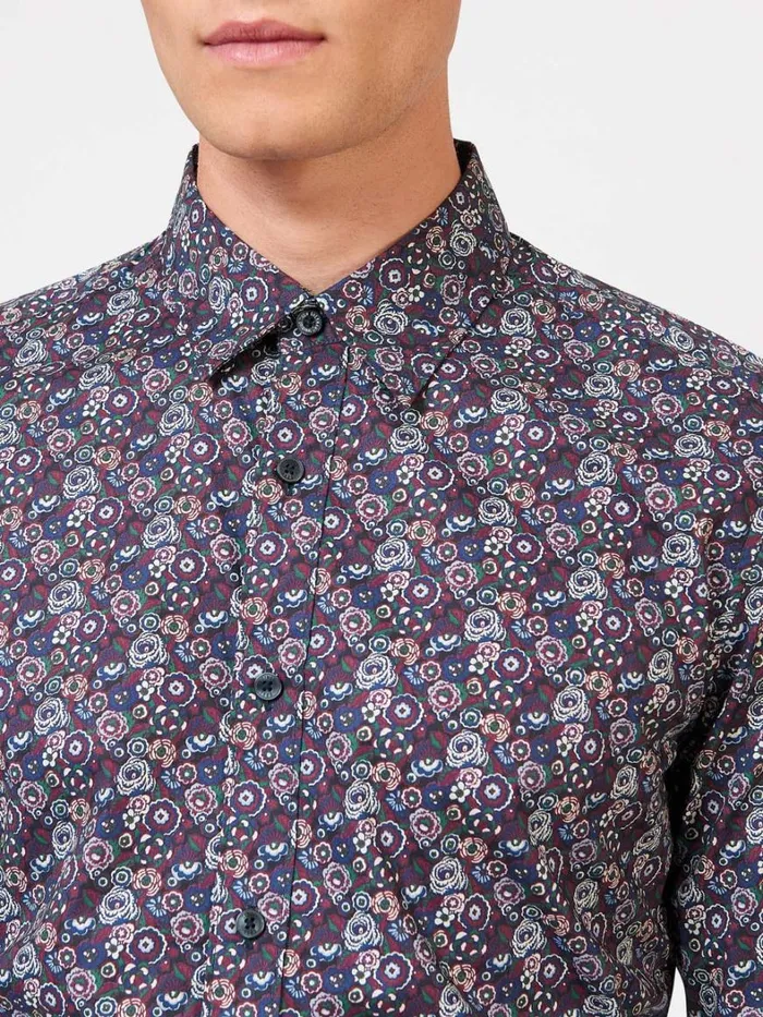 Ben Sherman Long Sleeve Shirts Men Winter Floral Print Shirt 8211 Plum Ben Sherman Long Sleeve Shirts Men Winter Floral Print Shirt 8211 Plum