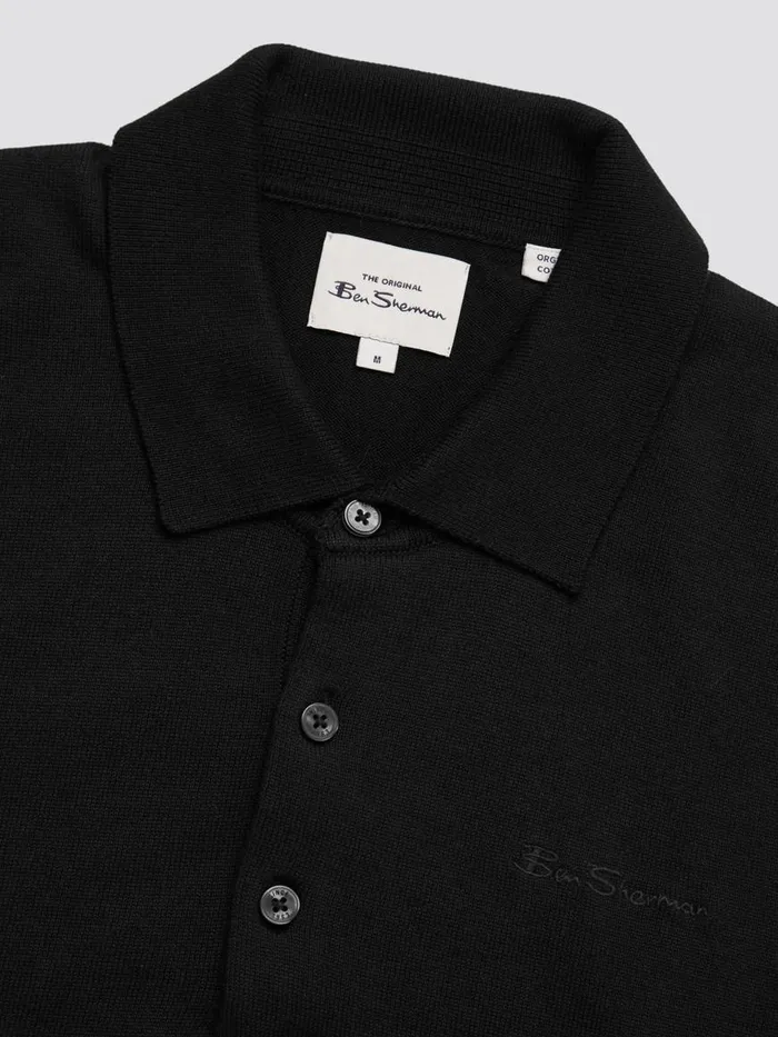 Ben Sherman Mod Knit Polos Men Signature LongSleeve Knit Polo 8211 Black