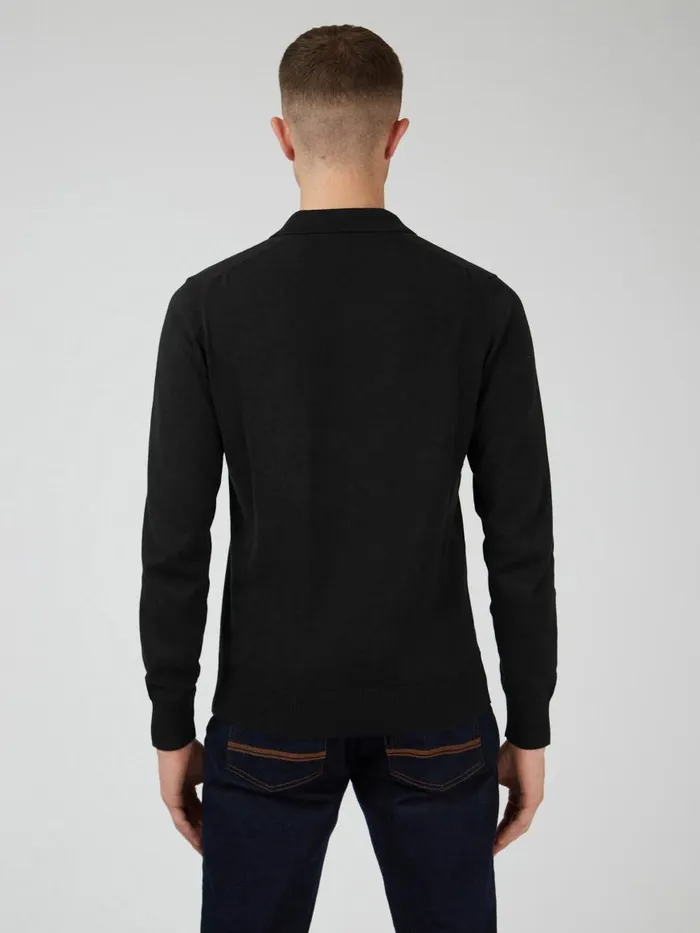 Ben Sherman Mod Knit Polos Men Signature LongSleeve Knit Polo 8211 Black