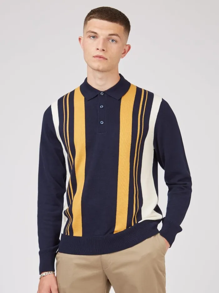 Ben Sherman Mod Knit Polos Men Signature Mod Knit Stripe Polo 8211 Marine