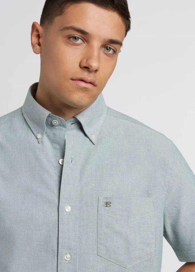 Ben Sherman Oxford Shirts Men Short Sleeve Brighton Oxford Organic Shirt 8211 Forest Green