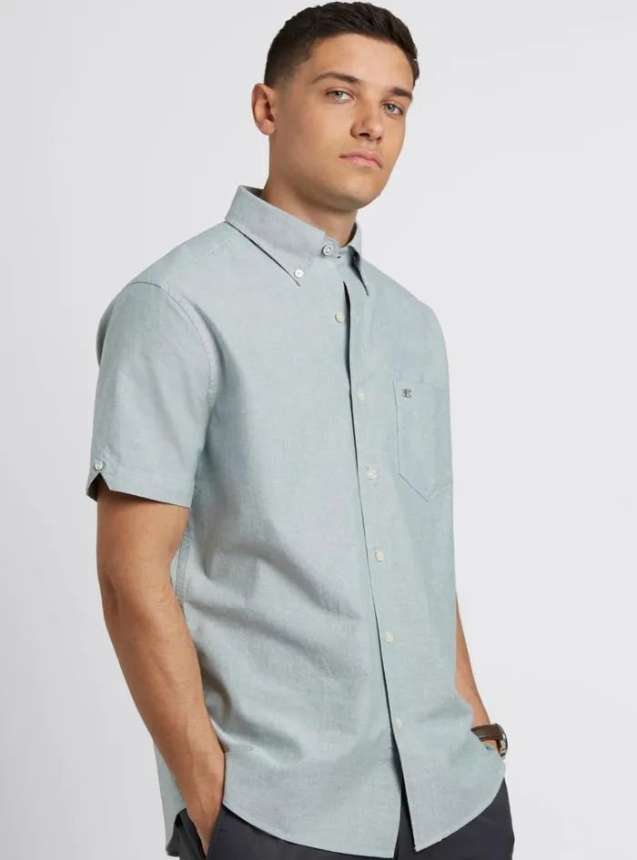 Ben Sherman Oxford Shirts Men Short Sleeve Brighton Oxford Organic Shirt 8211 Forest Green