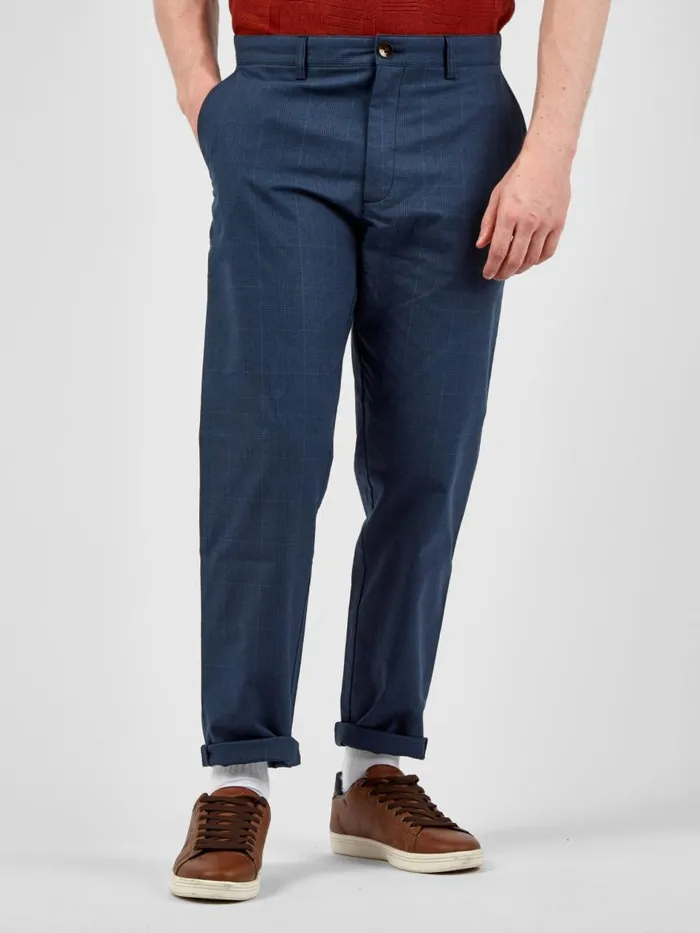 Ben Sherman Pants and Chinos Men Tonal CheckPrint SlimTaper Trouser 8211 Dark Blue