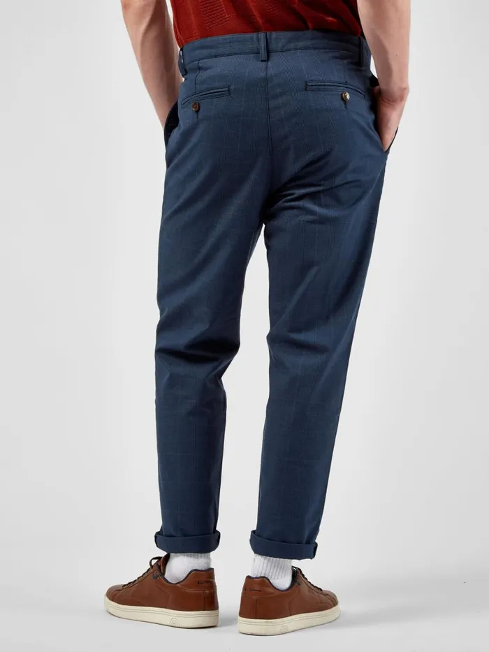 Ben Sherman Pants and Chinos Men Tonal CheckPrint SlimTaper Trouser 8211 Dark Blue