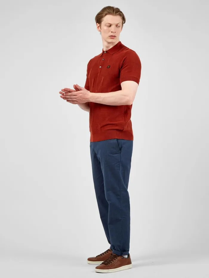 Ben Sherman Pants and Chinos Men Tonal CheckPrint SlimTaper Trouser 8211 Dark Blue