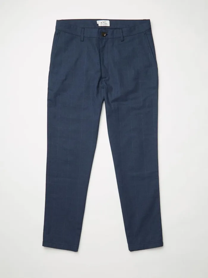 Ben Sherman Pants and Chinos Men Tonal CheckPrint SlimTaper Trouser 8211 Dark Blue