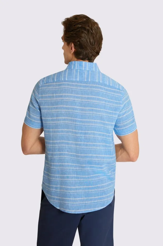 Ben Sherman Short Sleeve Shirts Men Linen Striped ShortSleeve Shirt