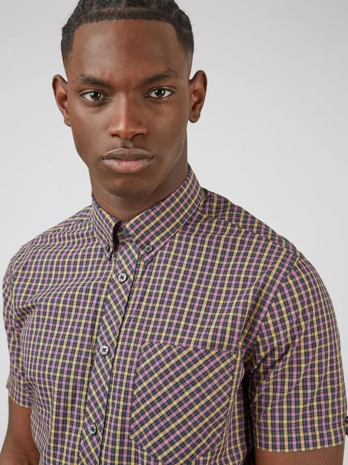 Ben Sherman Short Sleeve Shirts Men Signature House Check ShortSleeve Shirt 8211 Grape