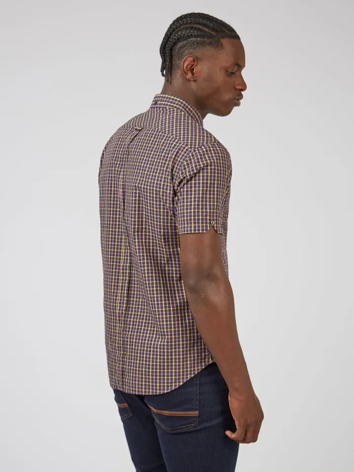 Ben Sherman Short Sleeve Shirts Men Signature House Check ShortSleeve Shirt 8211 Grape
