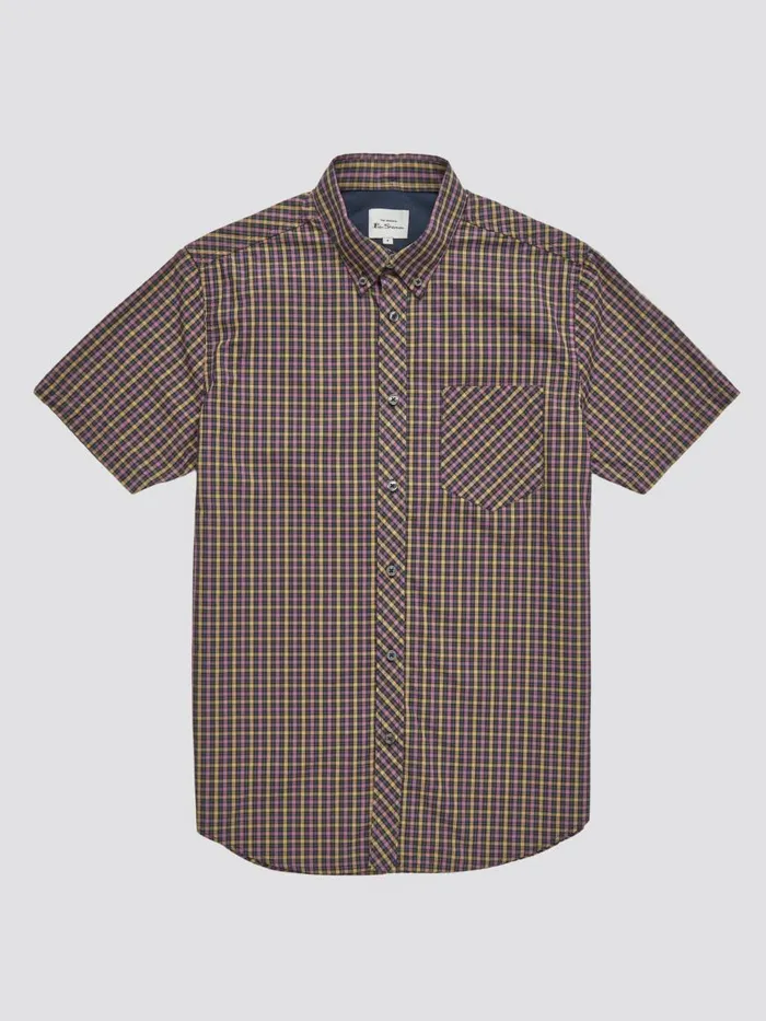 Ben Sherman Short Sleeve Shirts Men Signature House Check ShortSleeve Shirt 8211 Grape