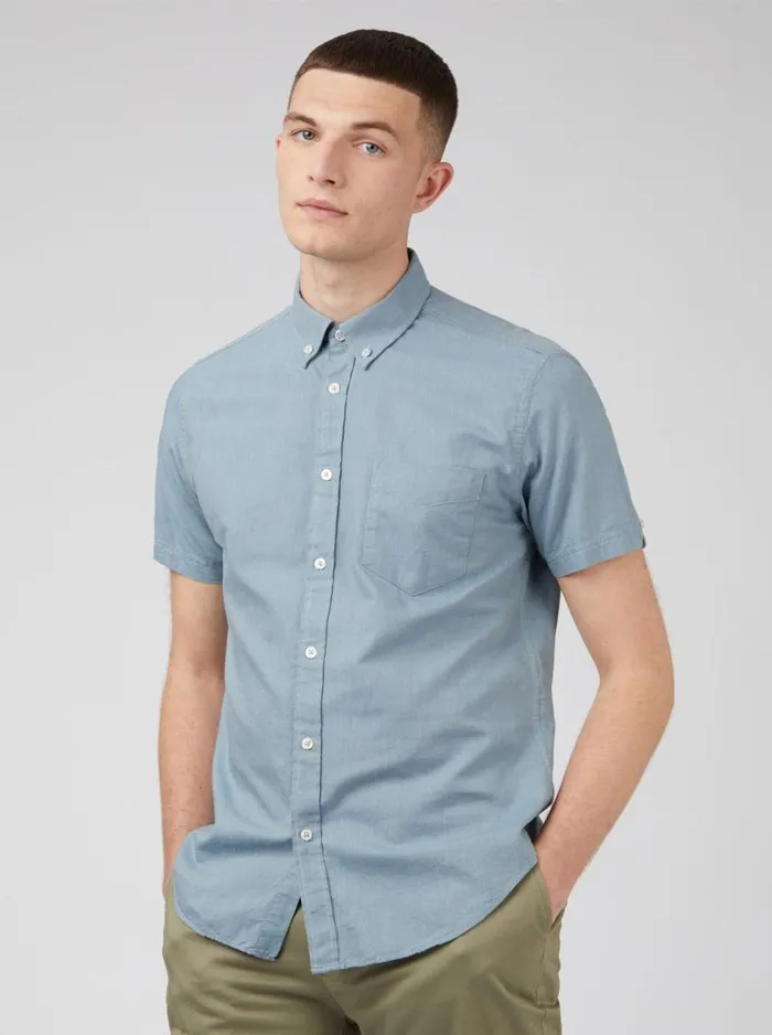 Ben Sherman Short Sleeve Shirts Men Signature Organic ShortSleeve Oxford Shirt 8211 Blue Shadow Ben Sherman Short Sleeve Shirts Men Signature Organic ShortSleeve Oxford Shirt 8211 Blue Shadow