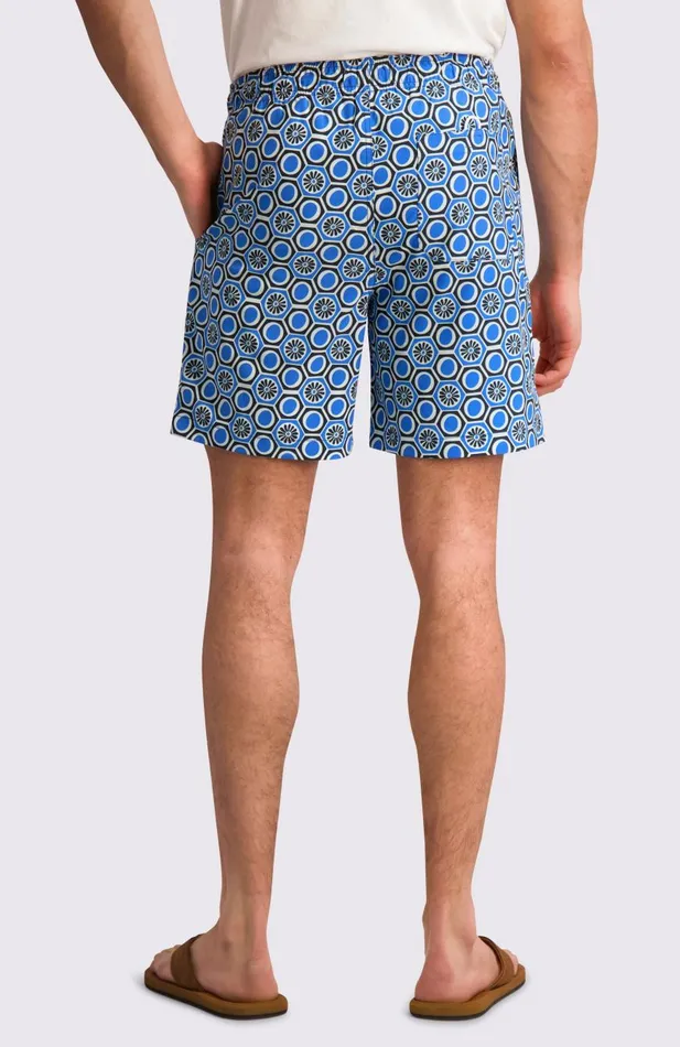 Ben Sherman Shorts Men Geometric Tile Print Swim Trunks