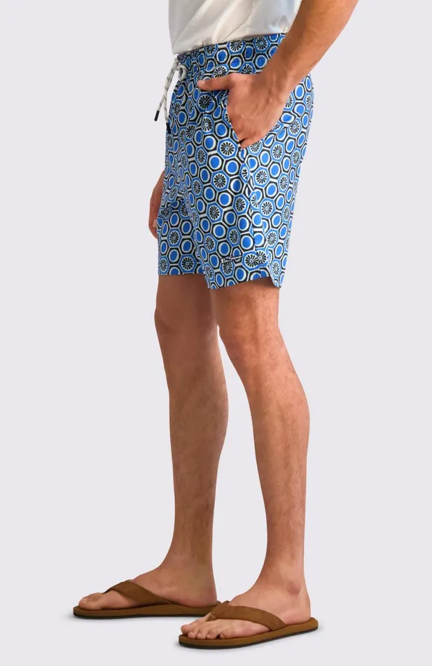 Ben Sherman Shorts Men Geometric Tile Print Swim Trunks